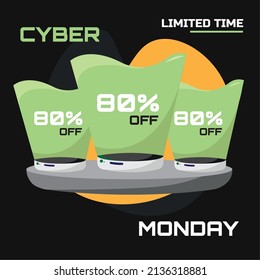 Colored cyber monday poster Sale promotion Vector