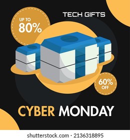 Colored cyber monday poster Sale promotion Vector