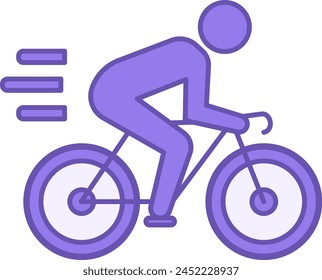 Colored Cycling Icon. Vector Icon of a Man Riding Fast on a Bicycle. Sport competitions. Urban Transport Concept