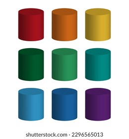 Colored cylinders. Marketing time. Layout creative. Vector illustration.