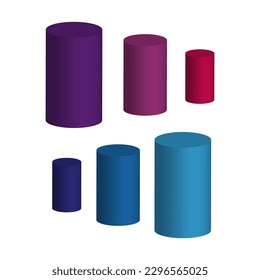 Colored cylinders. Marketing time. Layout creative. Vector illustration.