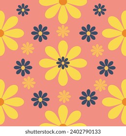 colored daisies on a pink background