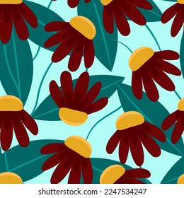 Colored daisies seamless pattern, floral background. Vector floral print.