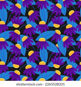 Colored daisies seamless pattern, floral background. Vector floral print.