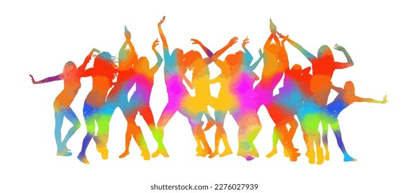 Colored dancing girls. Vector illustration