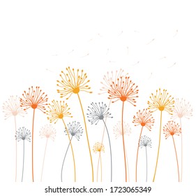 Colored dandelion background. Vector illustration