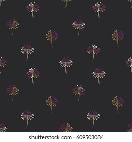  Colored dandelion with colored seeds. seamless floral pattern. Vector illustration.