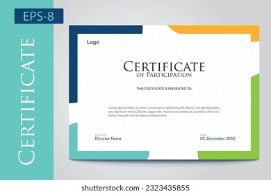 Plantilla de diseño de certificado de círculo verde y azul oscuro de color oscuro y atractivo para la plantilla de certificado de ondas de color