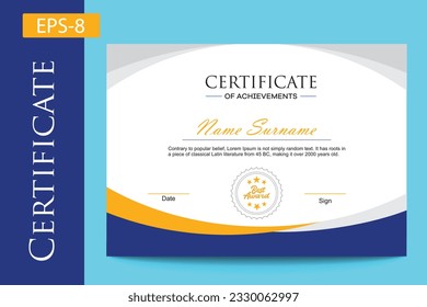 Colored Dark Blue and Orange Circle Certificate Template attractive Colored Waves Certificate Design Template