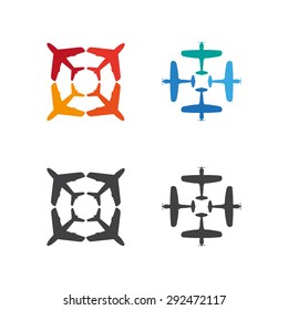 Colored and dark grey planes logos