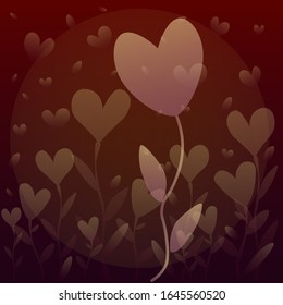 colored dark night print with heart flowers vector image