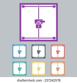 Colored Data Security Icon Set. Vector Illustration