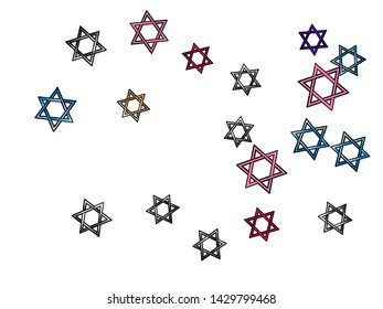 Colored David stars digital. A confetti new backgrounds patterns. Confetti new background banner.