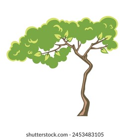 Colored deciduous isolated thin tree Vector illustration