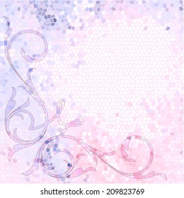 Colored decorative background with ornamental fragment