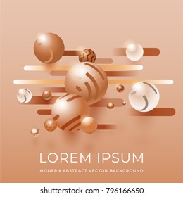 Colored decorative balls. Abstract vector illustration golden bronse tone.