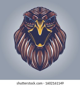 colored decorative eagle face  art illustration