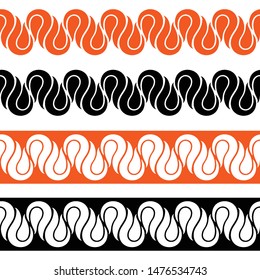 Colored Decorative Elements for Design with Entwined Strips Borders