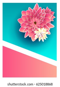 colored decorative greeting card template with flowers 