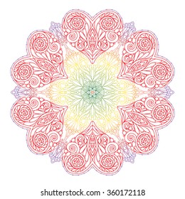 Colored Decorative mandala with Love hearts