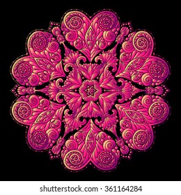 Colored Decorative mandala with Love hearts