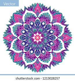 Colored decorative Mandala. Oriental, Anti-stress therapy patterns. Yoga logos