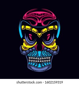 colored decorative skull art illustration with background