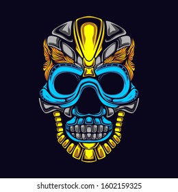 colored decorative skull art illustration with background