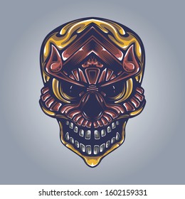 colored decorative skull art illustration with background