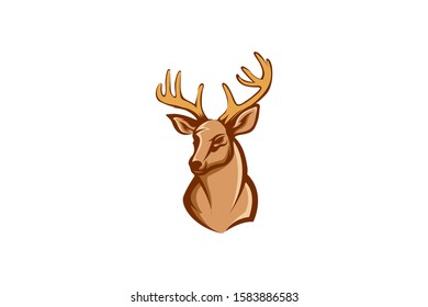 colored deer head vector for the logo