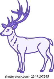 Colored Deer Icon. Vector Illustration. Mammal. Cute Deer with Antlers. Animal Concept