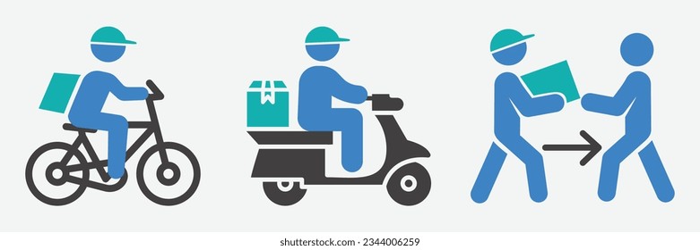  Colored delivery service icon set. Containing order tracking, delivery home, scooter, courier icons. Solid icons vector collection.