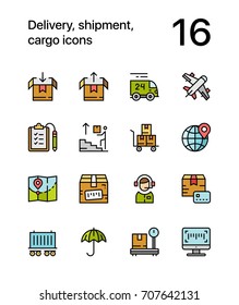 Colored Delivery, shipment, cargo icons for web and mobile design pack 2