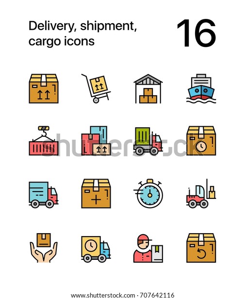 Colored Delivery, shipment, cargo icons for web and\
mobile design pack 1