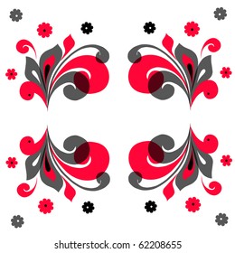 Colored design with black and red floral elements (eps10)