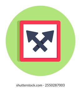 A colored design of cross upward arrows