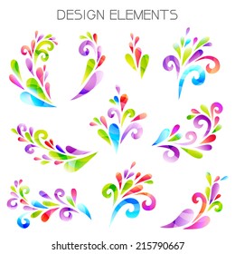 Colored design elements. Floral bright dividers.