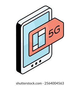 A colored design icon of 5g Sim card