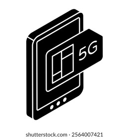 A colored design icon of 5g Sim card