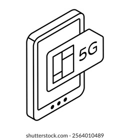 A colored design icon of 5g Sim card