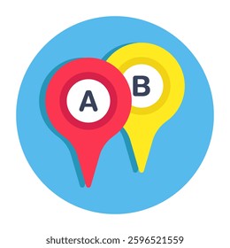 A colored design icon of ab location
