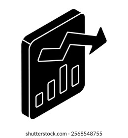 A colored design icon of bar graph