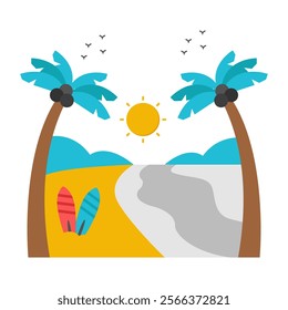 A colored design icon of beach landscape