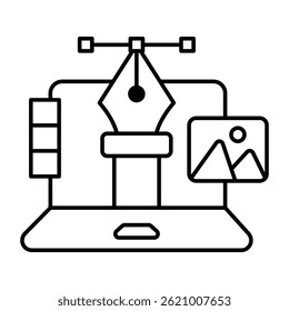A colored design icon of bezier tool