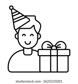 Un icono de diseño coloreado del cumpleañero