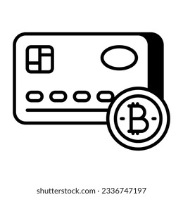 A colored design icon of bitcoin credit card 