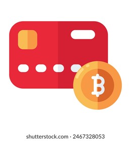 Un icono de diseño de color de la tarjeta de crédito bitcoin