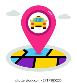 Un icono de diseño coloreado de la ubicación de la cabina 