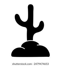 A colored design icon of cactus 

