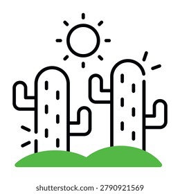 A colored design icon of cactus 